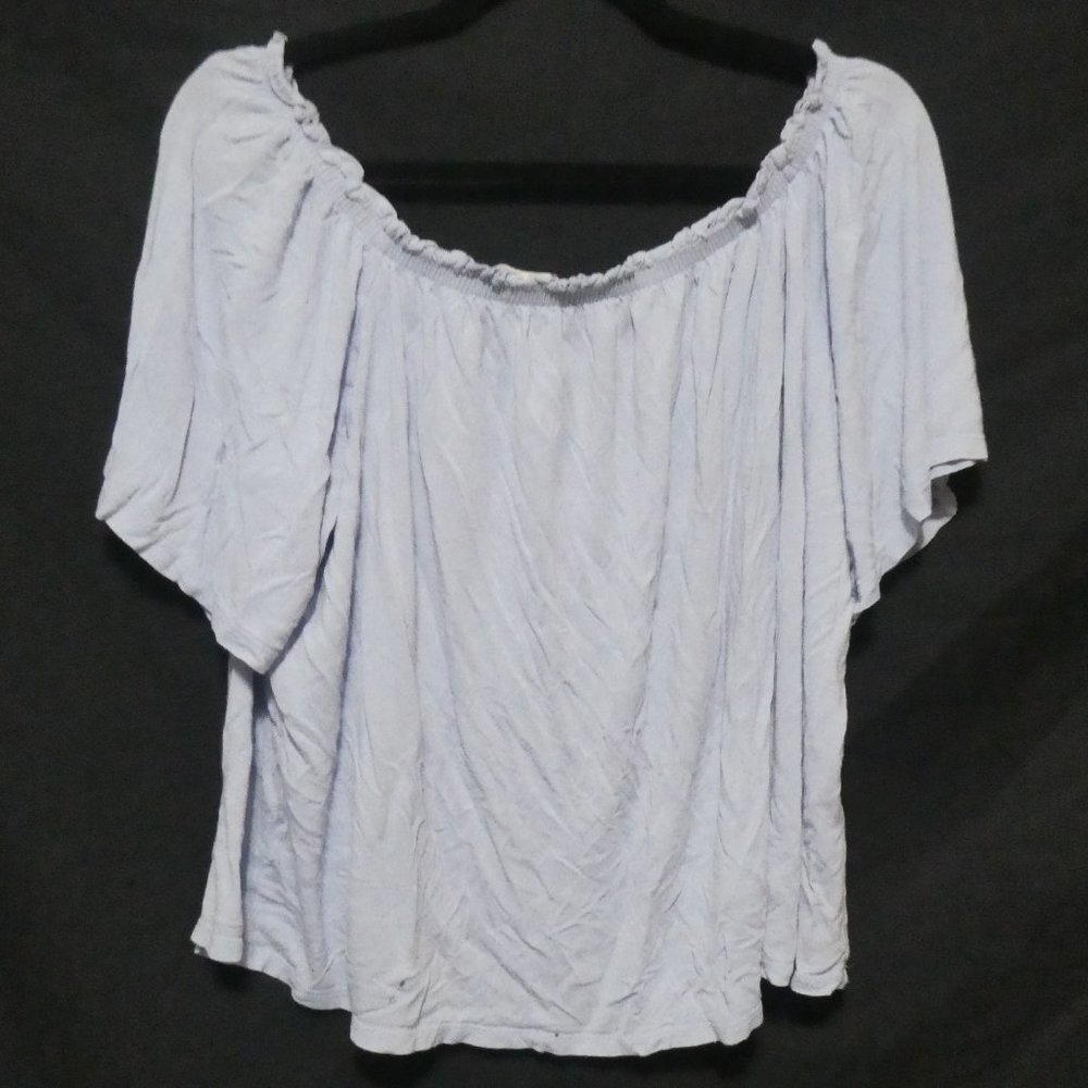 H&M | medium | Light Blue Off The Shoulder Short Sleeve Shirt | GUC